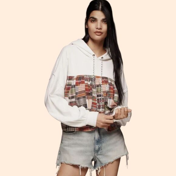 Anthropologie Pilcro Patchwork Knit Hoodie - Picture 1 of 7